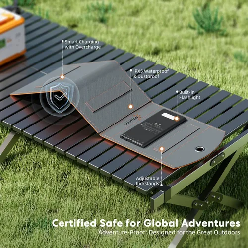 Vista 5 de SOLUPUP Banco de energía cargador solar de 10000 mAh, panel solar portátil plegable de 30W, carga rápida con 1 puerto Type-C y 2 puertos USB-A
