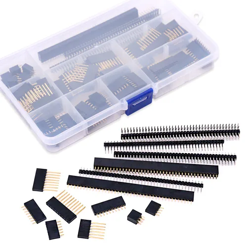 Vista 7 de Glarks Kit surtido de conectores de clavijas macho y hembra de 0.094 pulgadas, 100 protectores apilables y 12 cabezales de placa PCB separables