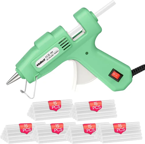 Vista 14 de ROMECH Mini pistola de pegamento caliente de 20 W con set de 30 barras de pegamento, kit de pistola de pegamento caliente de precalentamiento rápido