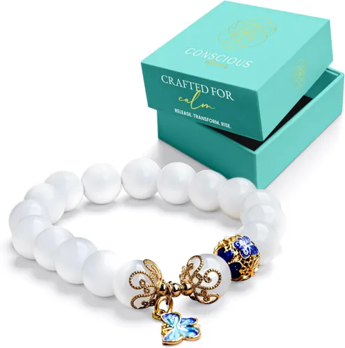 Vista 28 de Conscious Items Pulseras espirituales para mujeres y hombres, pulsera de cristal curativo con piedras naturales para meditación, alineación