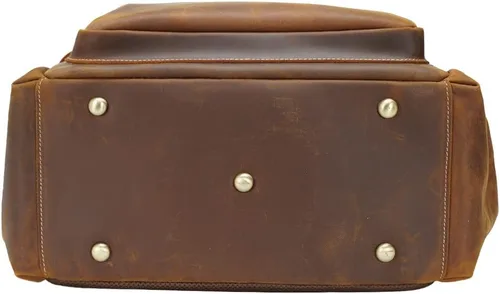 Vista 3 de TIDING - Mochila para portátil de cuero de grano completo de 15.6 pulgadas para hombre, mochila grande casual para viaje, estilo vintage, para fin