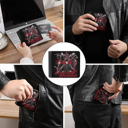 Vista 3 de WalletMen's Slimline Billetera delgada de doble pliegue para hombre, billetera bi-fold, Estilo-5