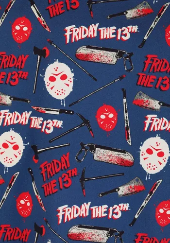 Vista 3 de Fun Costumes Adult Thrills and Kills Friday the 13th Button Up Shirt