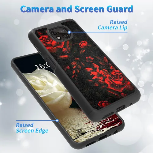 Vista 4 de Funda de teléfono 2 en 1 para Motorola G Power 2021 (6.6 pulgadas), resistente a prueba de golpes, de doble capa, de policarbonato duro, de goma