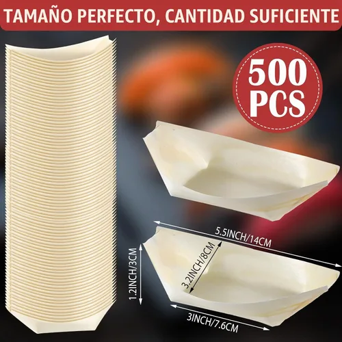 Vista 2 de Newtay 500 platos de bambú para aperitivos, bandeja de madera para servir