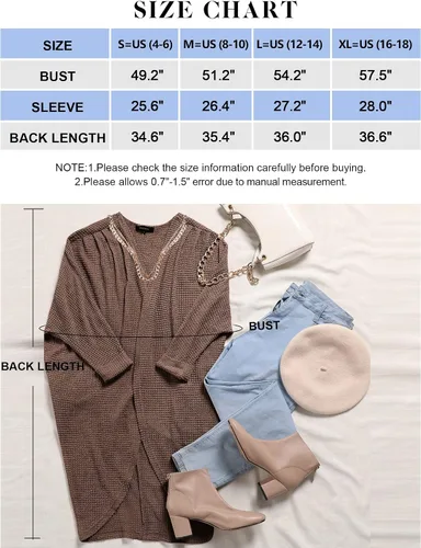 Vista 4 de ZESICA Women's 2023 Fall Casual Waffle Knit Solid Color Long Batwing Sleeve Oversized Open Front Sweater Cardigan Coat