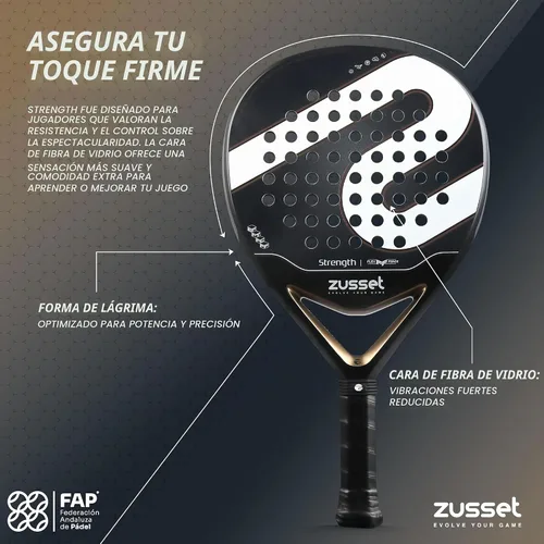 Vista 2 de Pala de Padel ZUSSET Strength 2025 Avanzada Forma Redonda Pala de Padel Balance medio de 12.87 oz para consistencia y precisión Cara