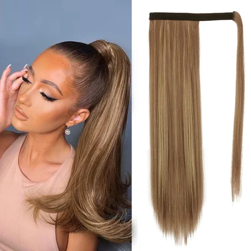 Vista 78 de BARSDAR Extensión de Cola de Caballo Corta y Recta - Extensiones de Cabello de Cola de Caballo con Cordón de 14 Pulgadas en Negro para Mujeres