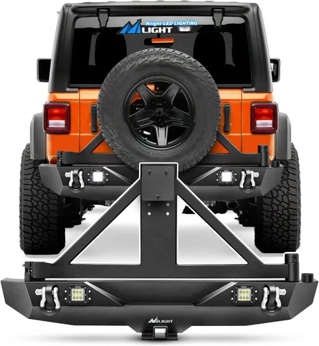 Vista 10 de Nilight - Parachoques delanteros compatibles con Jeep Wrangler JK/JKU de 2007, 2008, 2009, 2010, 2011, 2012, 2013, 2014, 2015, 2016, 2017 y 2018