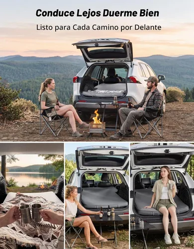 Vista 5 de JOYTUTUS Colchón de espuma y aire para campamento SUV – Cama de automóvil autoinflable de 4 pulgadas de grosor, resistente al desgaste, almohadilla