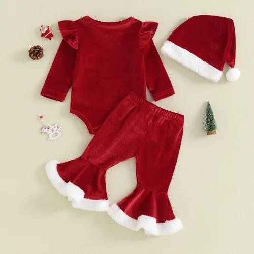 Vista 4 de FIOMVA My First Christmas - Conjunto de 3 piezas para bebé niña recién nacida para otoño e invierno
