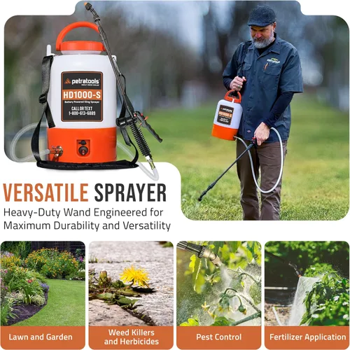 Vista 4 de Pulverizador alimentado por batería PetraTools de 1 galón - HD1000-S - Pulverizadores eléctricos de servicio pesado en césped y jardín para control