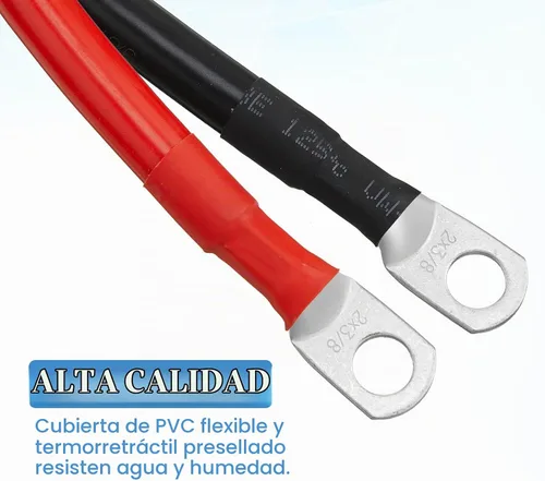 Vista 3 de Hoteam Cable de batería de cobre con terminales de 3/8 pulgadas, rojo y negro, cable inversor de corriente para motocicleta solar, automóvil