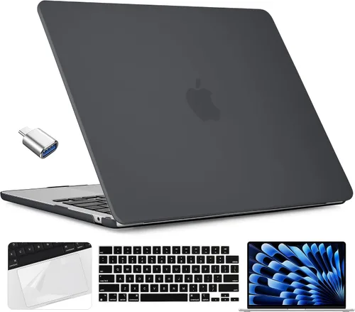 Vista 33 de TWOLSKOO Compatible con funda para MacBook Air M4 de 15 pulgadas versión 2025-2023 M4 A3241 M3 A3114 M2 A2941, carcasa rígida de plástico y Cristal