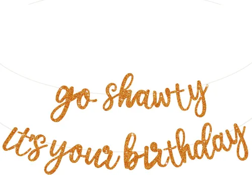 Vista 8 de BEISHIDA Pancarta Black Go Shawty It's Your Birthday de 11.4 pies, SIN BRICOLAJE - Pancarta de Feliz Cumpleaños con Purpurina Tema Hip Hop - Negro