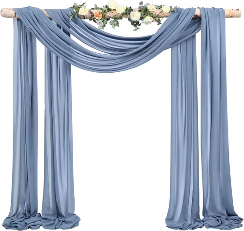 Vista 40 de Tela para Cubrir Arco de Boda, 4 Paneles 71 cm x 6,1 m Telas para Arco de Boda Azul Bebé para Ceremonia, Telas de Gasa para Decoración de Arco
