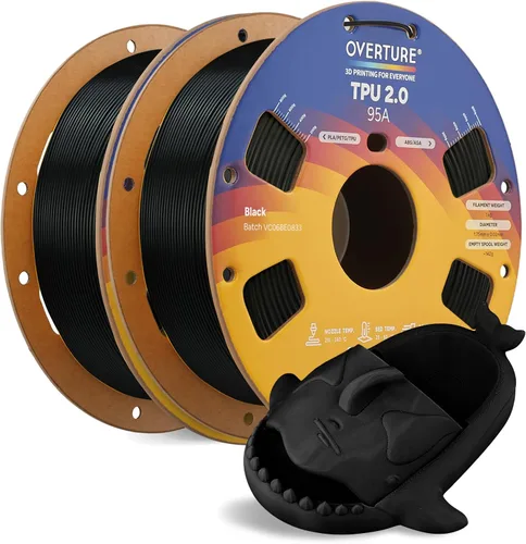 Vista 38 de OVERTURE - Filamento de TPU de 1/16 pulgadas, rollo flexible de poliuretano termoplástico, impresora 3D suave, 95A, carrete de 2.2 libras, precisión