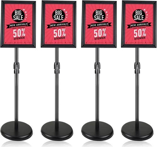 Vista 10 de Soporte para letreros – 8.5 x 11 pulgadas, soporte de cartel ajustable con pedestal de rotación de 360° resistente, soporte de pie de pie