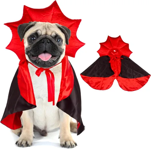 Vista 8 de Disfraz de vampiro para perro de Halloween, capa de perro de Negro&rojo