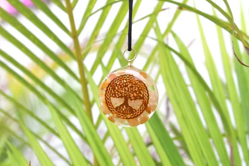 Vista 6 de HiJet Colgante de orgón Hermoso Cuarzo Dorado Árbol de la Vida Colgante de orgón Equilibrio Energía Positiva Armonía Suerte Yoga Meditación Reiki
