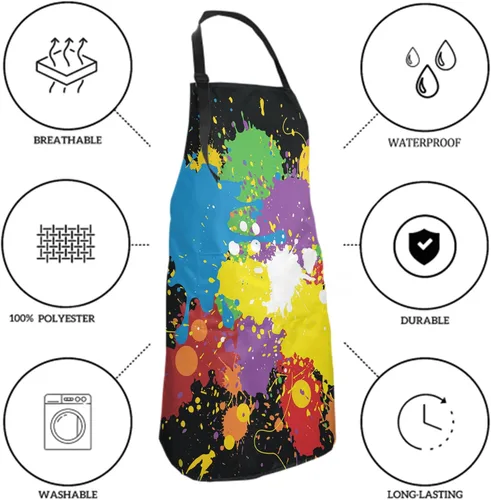 Vista 6 de Delantal impermeable con cuello ajustable para cocina, cocina, jardinería, aseo