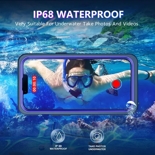Vista 116 de Temdan - Funda impermeable diseñada para iPhone 12, protector de pantalla y cámara integrado IP68 bajo el agua, cuerpo completo, a prueba de caídas