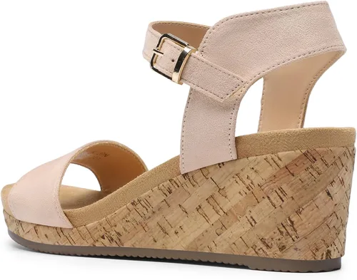 Vista 3 de DREAM PAIRS Sandalias de cuña con plataforma y hebilla de punta abierta para mujer 2025