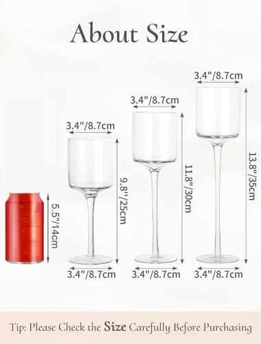 Vista 4 de Portavelas de cristal alto: portavelas flotantes de tallo largo para velas votivas y pilares grandes centros de mesa transparentes para boda, mesa