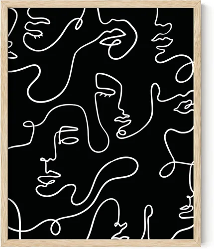 Vista 38 de HAUS AND HUES Arte de pared minimalista - Dibujo moderno de líneas abstractas, impresión de boceto femenino simple, obra de arte para el hogar