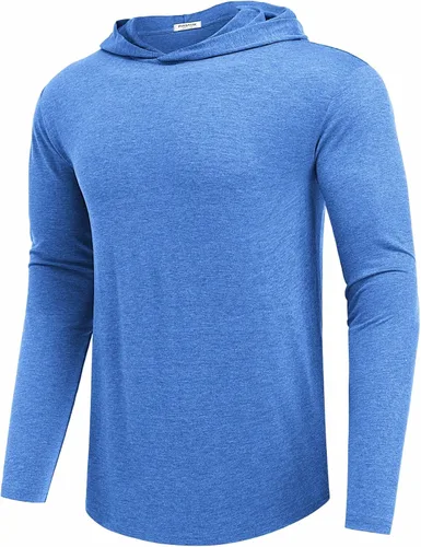 Vista 22 de PINSPARK Sudaderas ligeras con capucha tipo pullover para hombres, manga larga, sudadera con capucha para golf, gimnasio, entrenamiento, sudadera