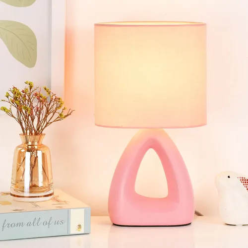 Vista 8 de LILA Lámpara de mesa pequeña y moderna color crema, 6.7 x 3.94 x 11.8 pulgadas de alto, bombilla excluida, lámpara de mesa de mesa/noche para sala