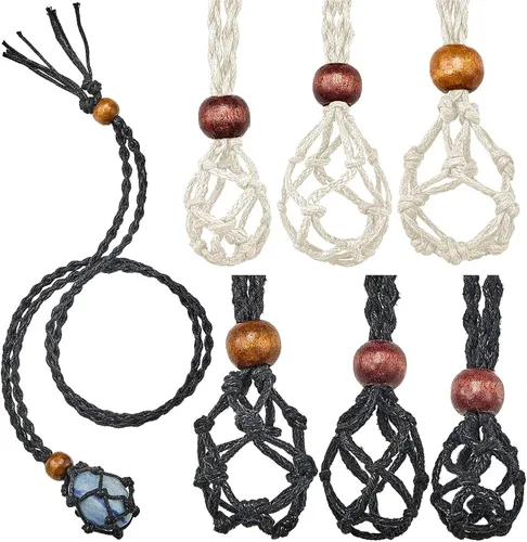 Vista 8 de Hicarer 6 piezas de cordón para collar D20, soporte de piedra vacía, soporte para collar vacío de cuarzo, cordón de piedra de cristal de cuarzo, 3