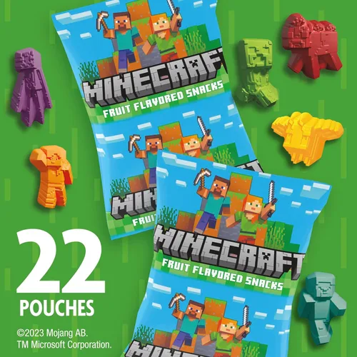 Vista 4 de Minecraft Snacks con sabor a frutas, 17.6 onzas, 22 bolsas