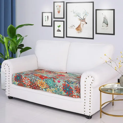 Vista 238 de hyha Fundas de cojín de sofá estampadas, fundas de sofá florales lavables para sofás con 2 cojines, fundas de cojín de patrón elástico para muebles