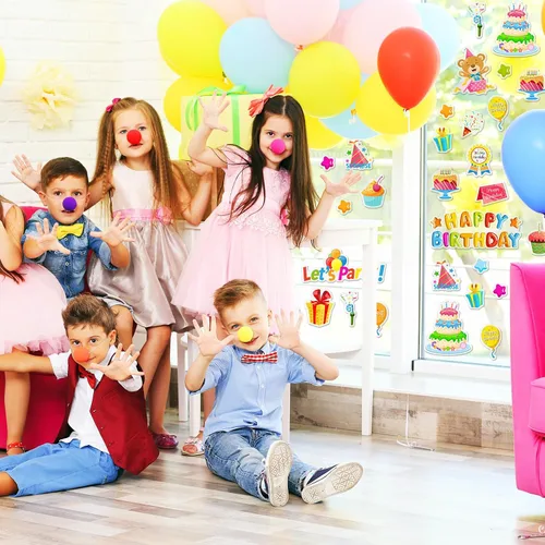 Vista 4 de Whaline 40 calcomanías de gel gruesas de cumpleaños, calcomanías de gel para ventana de cumpleaños, regalos de pastel de cumpleaños, globos