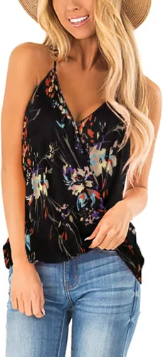 Vista 2 de Aokosor blusas sin mangas de verano con cuello en V para mujer