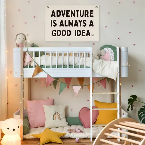 Vista 5 de Decoración para Guardería, Decoración para Habitación de Niños, Aventura Siempre es una Buena Idea, Banner Motivacional para Sala