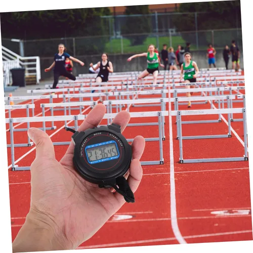 Vista 6 de Cronómetro deportivo digital con alarma de fecha, temporizador de alta precisión para natación, correr, yoga, cronómetro negro para entrenadores