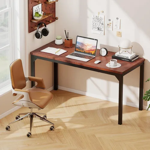 Vista 2 de Tangkula Mesa de conferencias de 55 pulgadas, mesa grande para sala de reuniones con mesa de panal de abeja, marco de metal estable, escritorio