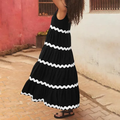 Vista 3 de Vestidos de verano para mujer 2024 Moda Sexy Color Sólido Sin Mangas Correas Ajustables Vestido Largo, S-XL