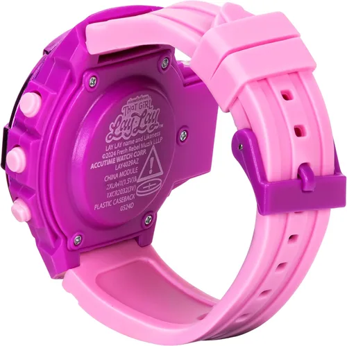 Vista 8 de That Girl Lay Lay - Reloj LCD con linterna para niños, diseño rosa y morado, pantalla digital, función iluminada, correa ajustable, construcción