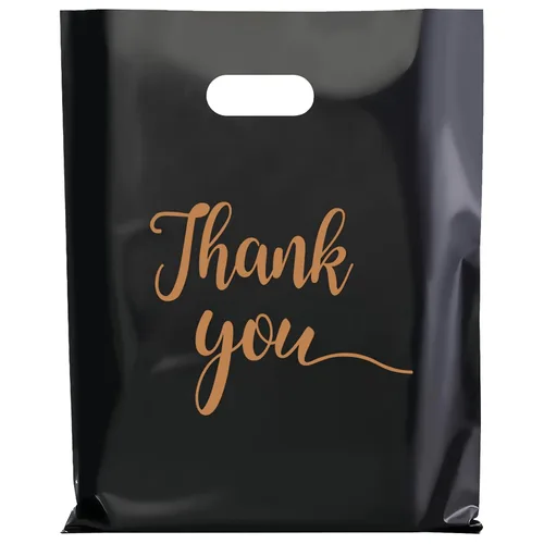 Vista 8 de Gute paquete de 100 bolsas para mercancía con texto "Thank You" - extra gruesas 2,36 mil al por mayor al por menor para venta al por menor