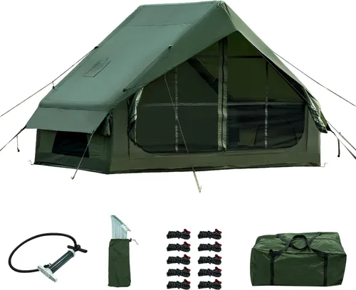 Vista 17 de Inflatable Camping Tent with Hand Pump Waterproof Outdoor Blow up Tent 2-8 Person Oxford 4 Season Glamping Air Tent Cabin House with Mesh Windows &
