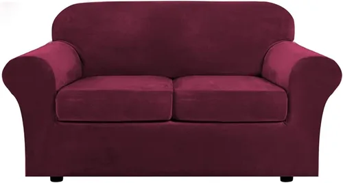 Vista 27 de Funda de terciopelo de lujo con fundas de cojín de asiento separadas, funda de sofá de alta elasticidad, fundas de sofá de felpa ultra suave, Marrón