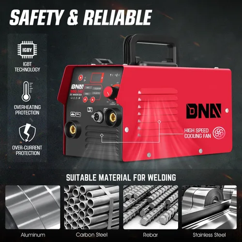 Vista 5 de DNA Motoring Soldador MIG portátil 140A, Soldador de núcleo de flujo de 110 V, 2 en 1 Stick MMA/Flux MIG Máquina de soldadura IGBT Inversor, Máquina