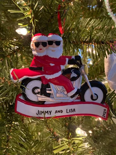 Vista 4 de Adorno Navideño Colgante Personalizado para Parejas Mr & Mrs Claus (Santa Genial y la Señorita Claus)