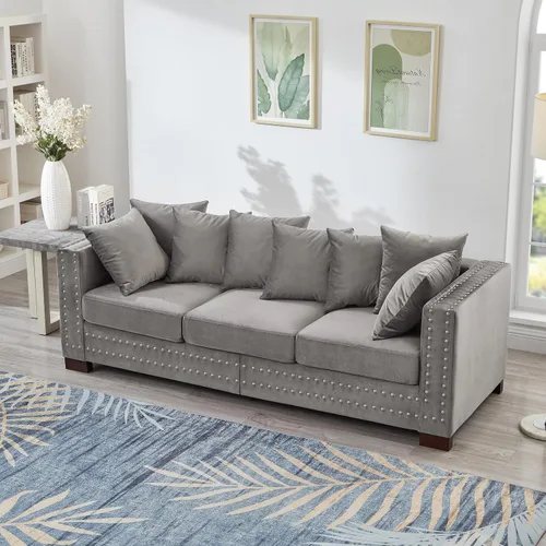 Vista 10 de Harper & Bright Designs Juego de sofá tapizado de terciopelo moderno de 2 piezas de 2 + 3 plazas con espacio de almacenamiento, sofá biplaza y sofá