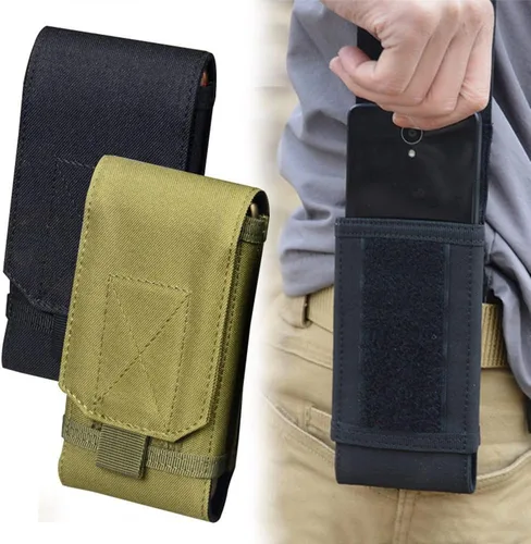 Vista 6 de Funda táctica universal Molle para teléfono móvil del ejército, bolsa de cinturón EDC paquete de seguridad, kit de accesorios de transporte, bolsa