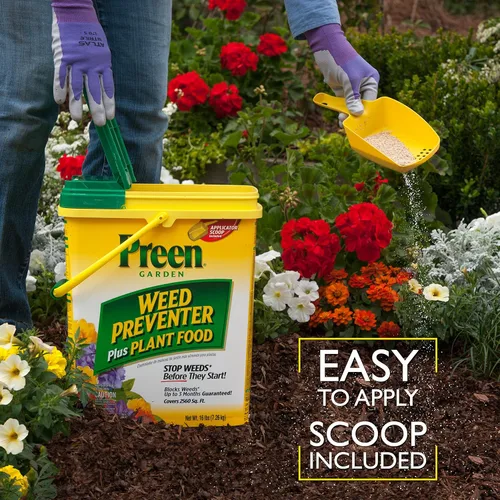 Vista 7 de Preen 246422 Extended Control Preventer de malezas y Preen Garden Weed Preventer Plus Plant Food