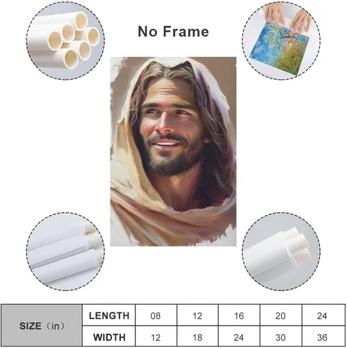 Vista 2 de Impresionante estética artística Jesús riendo, arte de Cristo en acuarela, Cristo sonriente, impresiones artísticas de Jesús, pinturas artísticas
